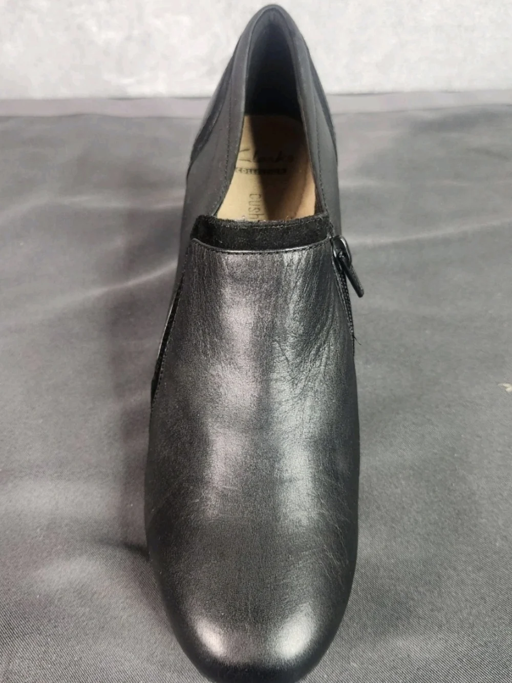 Clarks a Black Leather Block Heel Ankle Booties Shooties Women's Size 10w
